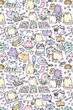 Artsy Cats! Kawaii Kitty Doodle Art Print