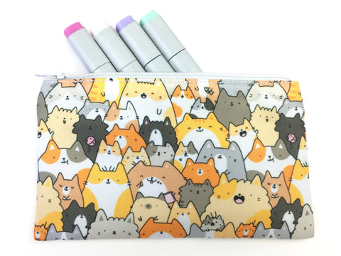 Cats, Kitties and a Spy! Kawaii Doodle Zipper Pouch