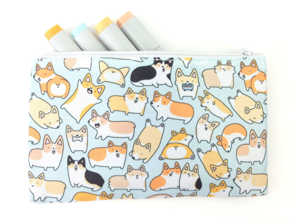 Jolly corgis in green Zipper Pouch for Sale by Colordrilos