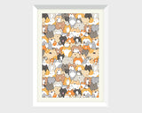 Cats, Kitties and a Spy! Kawaii Cat Doodle Art Print