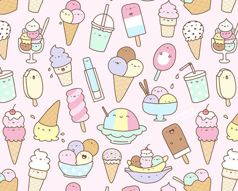 I love Ice Cream! - Kawaii Doodle Art Print