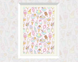 I love Ice Cream! - Kawaii Doodle Art Print