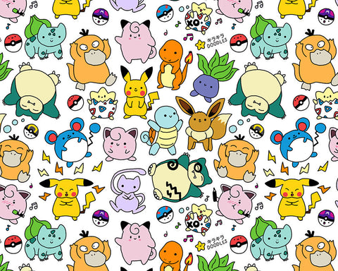 Cute Pokemon Doodle Art Print