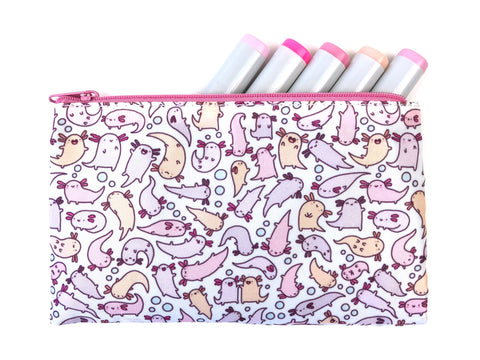 Adorable Axolotl Doodle Zipper Pouch