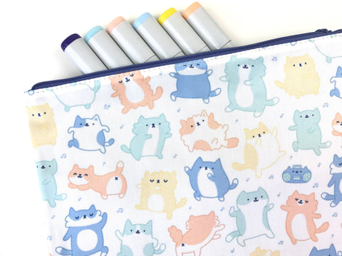 Kitty Dance Off! Big Doodle Zipper Pouch