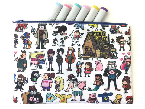 Bigger Gravity Falls Doodle Zipper Pouch