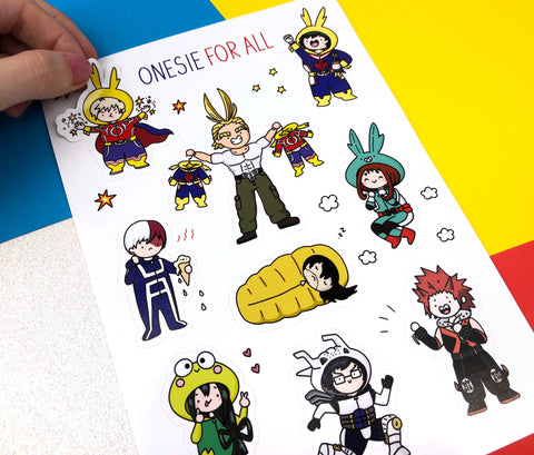Onesie For All! Kawaii My Hero Academia Vinyl Sticker Sheet A5