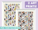 2 Kawaii Doodle Art Prints - Choose Your Favorites!