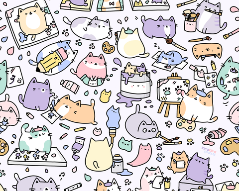 Artsy Cat - Kawaii Kitty Artist Sticker – KiraKiraDoodles