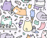Artsy Cats! Kawaii Kitty Doodle Art Print