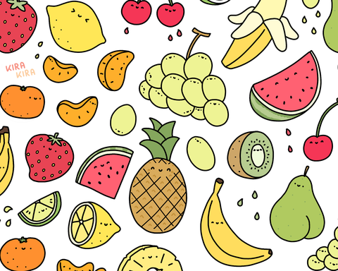 Juicy Fruits Doodle Art Print