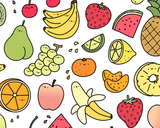 Juicy Fruits Doodle Art Print