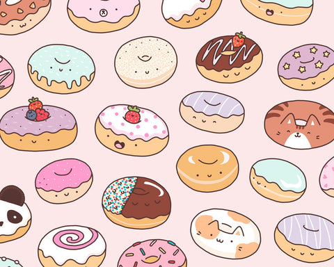 Mmm.. Donuts! Kawaii Donut Doodle Art Print