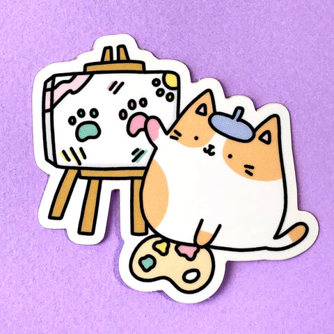 Artsy Cat - Kawaii Kitty Artist Sticker